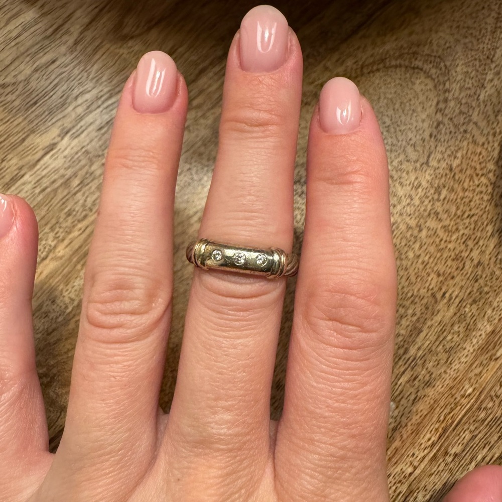 David Yurman Two Tone Diamond Metro Cable Ring
